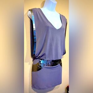 Bebe Armor Beaded Metallic Dress